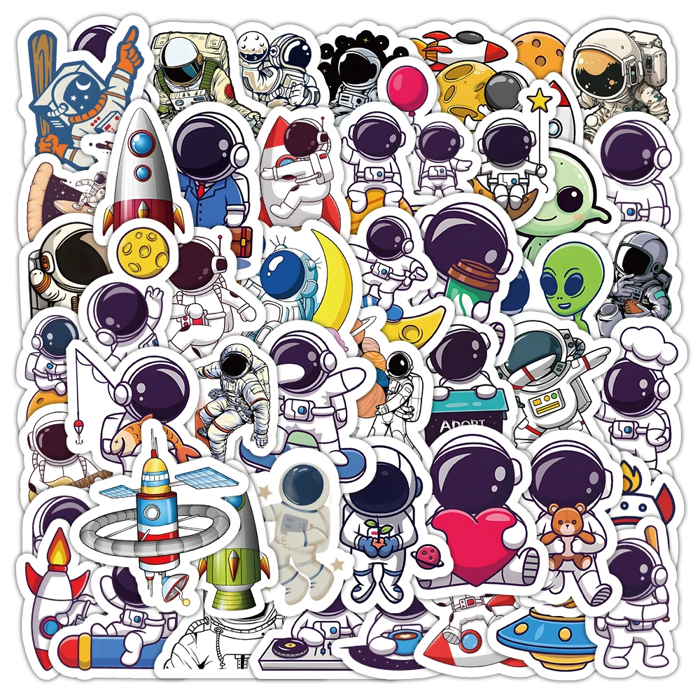 

10/30/60PCS Cool Spaceman Graffiti Sticker Funny Astronaut Cartoon Decal Notebook Phone Guitar Helmet Waterproof Sticker Kid Toy