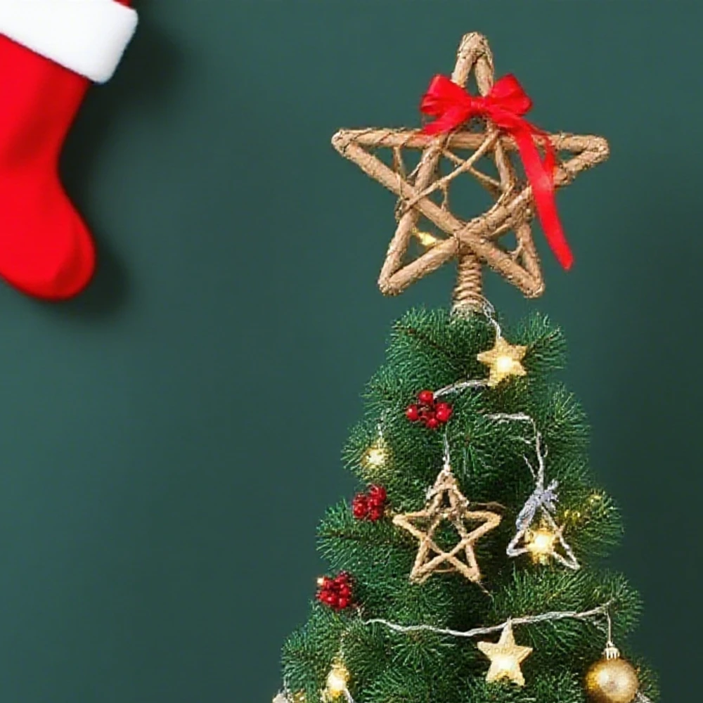 

Artificial Pentagram Christmas Wedding home Room Decoration Flowers Needlework Star Rattan Garland Table Hanging Diy Gifts Props