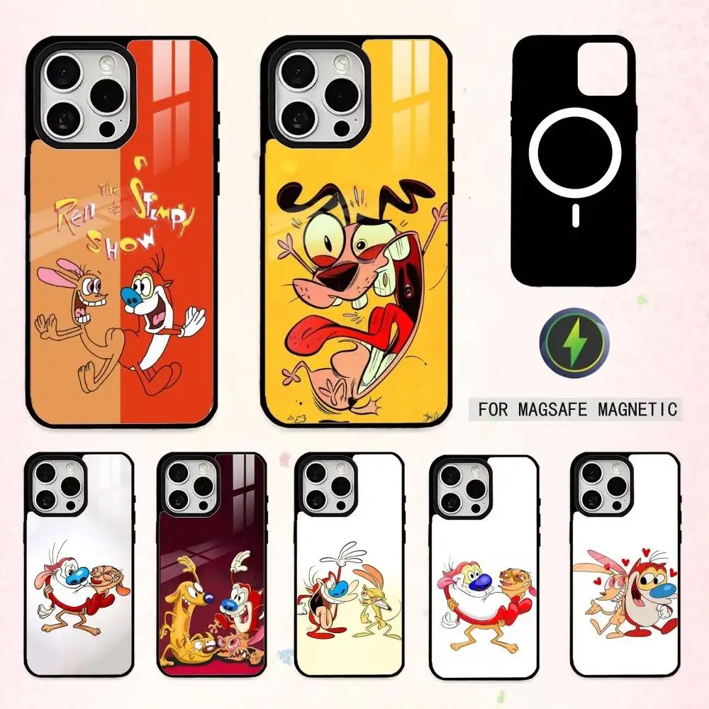 

The R-Ren and Stimpy Show Cute Phone Case For iPhone17,16,15,14,13,12,11 Plus,Pro Max Magnetic For Magsafe Wireless Charging