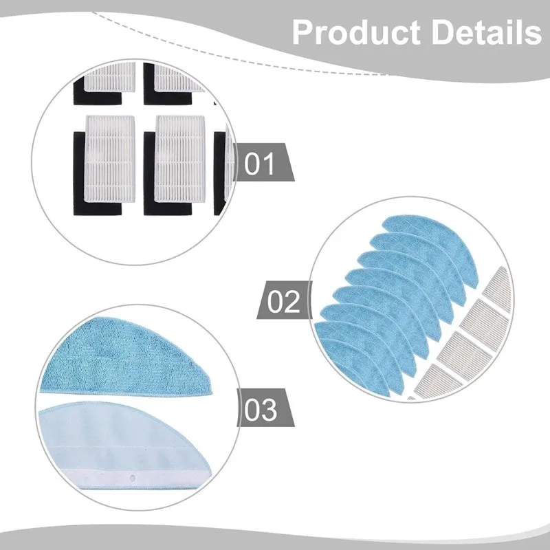 [B25B!】 Parts Kit For Cecotec For Conga 7490 Immortal/8290 Immortal, Mop Cloths & Filters, For Kabum Smart 900 For Liectroux G7