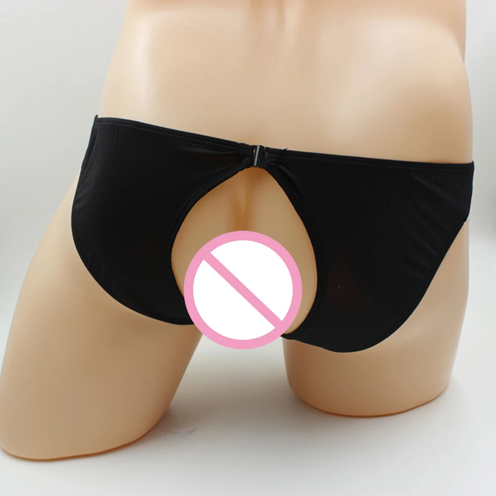 Men Penis Hole G-string T-back Thongs Male Open Crotch Underwear Elephant Nose Briefs Erotic Panties See Through Underpants