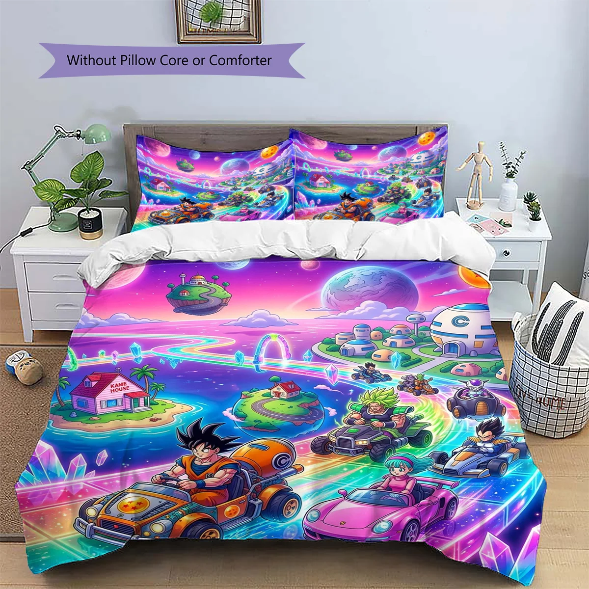 Dragon Ball Goku Patterned Pillowcase & Duvet Cover Set Bedroom Layout Anime Bedding Decor Wonderful Anime Fan Gift.-TING
