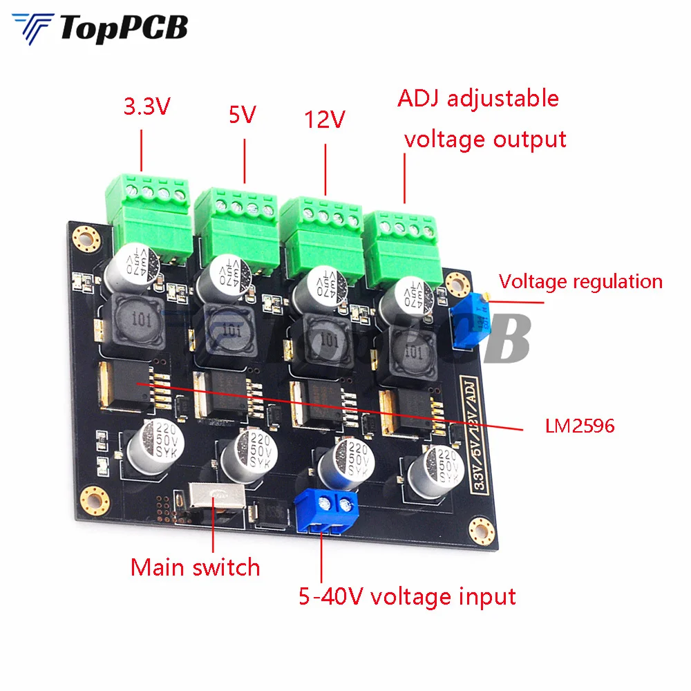 Imagem -05 - Multi Channel Switching Power Supply Module Saída de Tensão Ajustável Lm2596 3.3v 5v 12v Adj