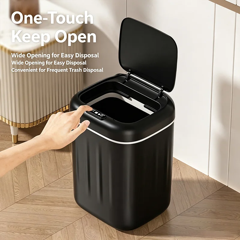 30L Sensor Trash Can for Kitchen, Auto Open Garbage Bin with Wave & Knee Motion Sensor, Battery Operated, Batteries Not Included