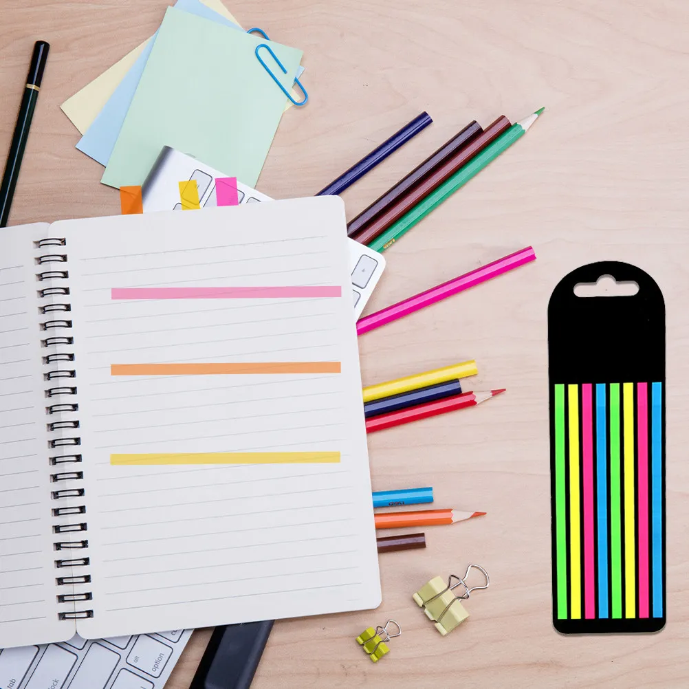 2pcs Transparent Colorful Guided Reading Strips for Fluorescent Highlighting & Page Marking