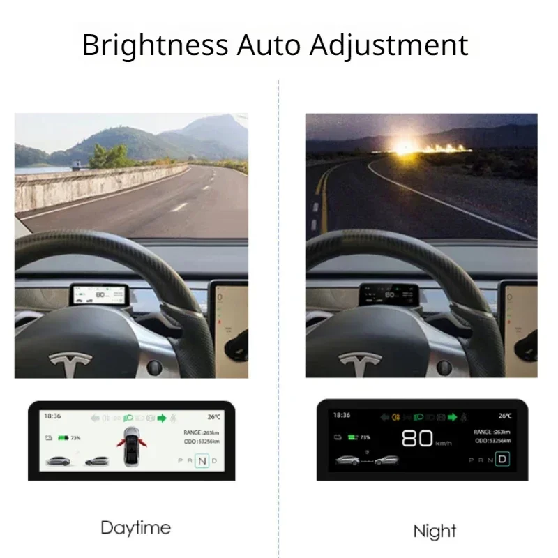 For Tesla Model Y/3/3+ Air Code Meter Steering Wheel LCD Instrument Panel Speed Vehicle 4.6\'\'Head Up Display HUD Car Accessories