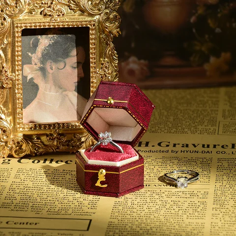 TAIMY Vintage Ring Box Handcrafted Wedding Antique Ring Box Lassical Victorian Style Decor Mini Jewelry Box Ring Storage Case