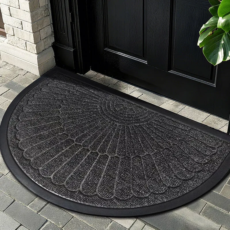 Half Moon Door Mats Indoor Non Slip Rubber Door Mats Dirt Trapper Absorbent Outdoor Duty Floor Mat for Entrance Front Door