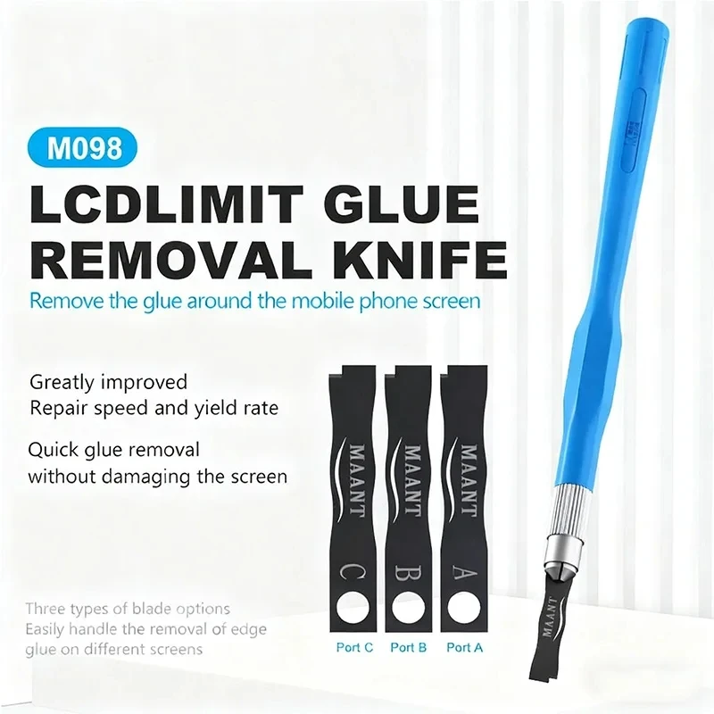 MaAnt M098 LCD Frame Limit Glue Removal Knife ,3Pcs Blades for Phone Screen Repair, Quick Remove Edge Glue Without Damaging LCD