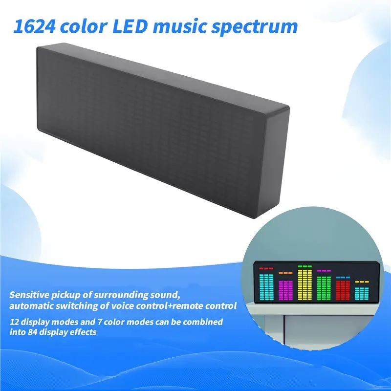 Color LED Music Spectrum Electronic Clock 1624RGB Polar Atmosphere Lamp (Voice+Wire Control)