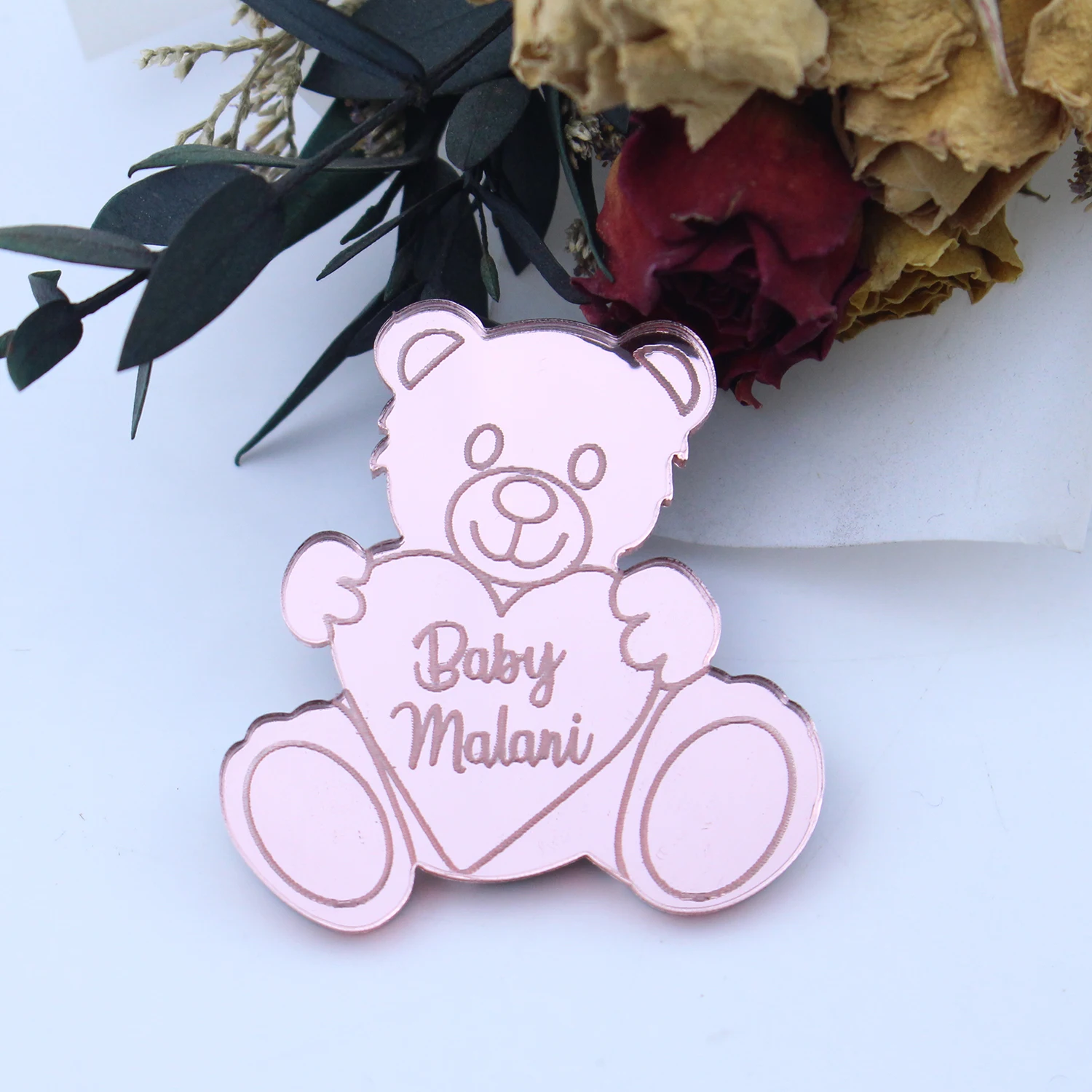 

50Pcs Gepersonaliseerde Gegraveerd Schattige Beer Tags Baby Birthday Party Wedding Party Naam Verjaardagscadeau Labels