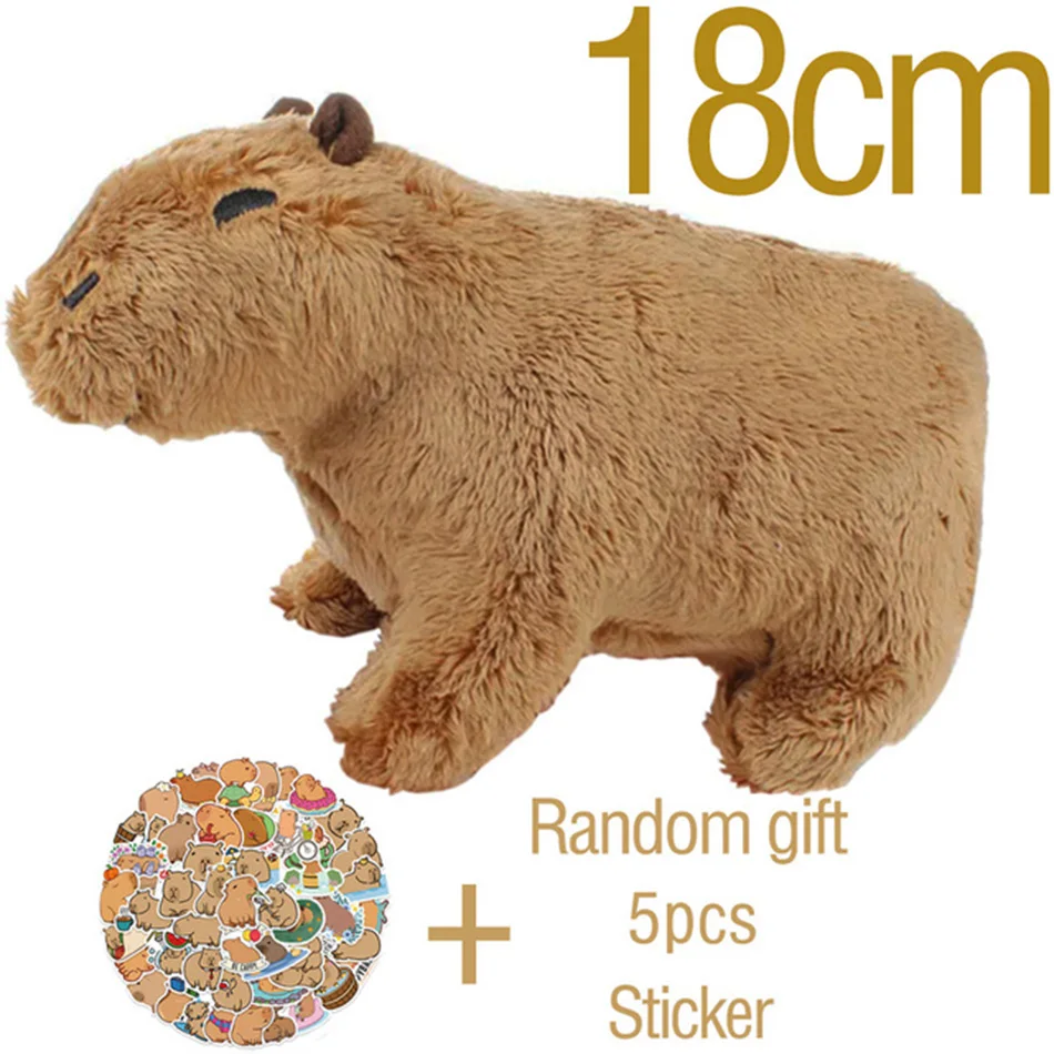 ﻿ 18-30cm Capybara Plush Simulation Capibara Anime Fluffty Toy Stuffed Animals Soft Doll Children Birthday Gift Sending Sticker