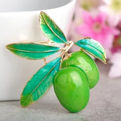 Women Olive Fruit Enamel Brooch Corsage Cute Suit Coat Accessories Jewelry Pins