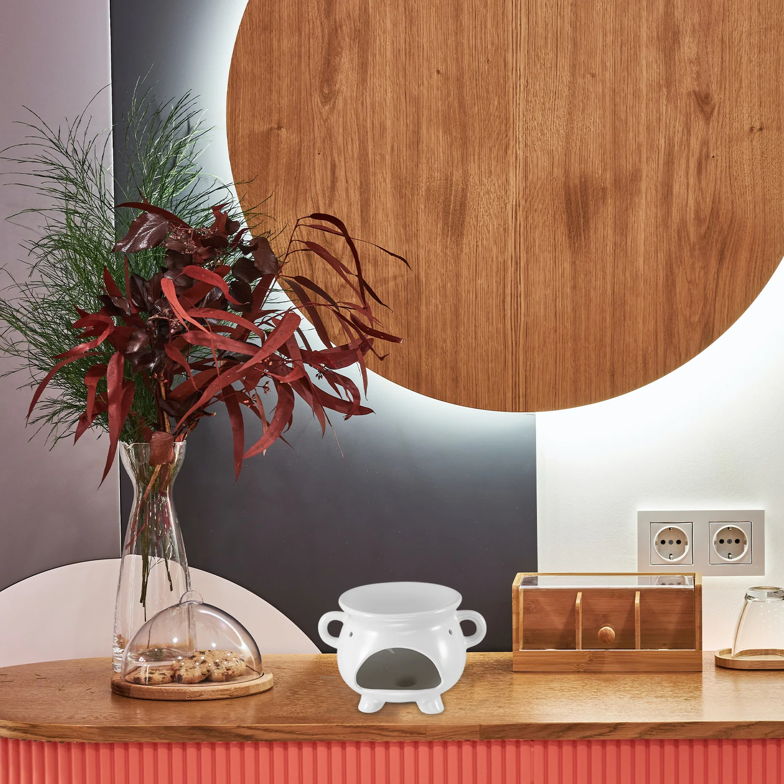 

Essential Oil Burner Ceramic Tea Light Holder Decorative Incense Burner for Room Aromatherapy Furnace Desktop Decor Table