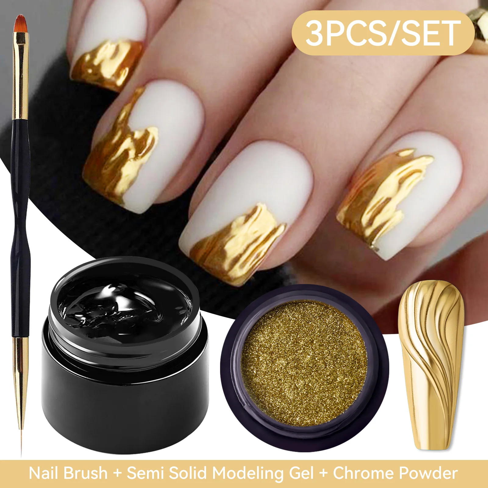 BORN PRETTY 5g Magic Metal Powder Modeling Gel 5D Solid Transparent Sculpting Gel Nail Art Glue Embossing Carving Nails