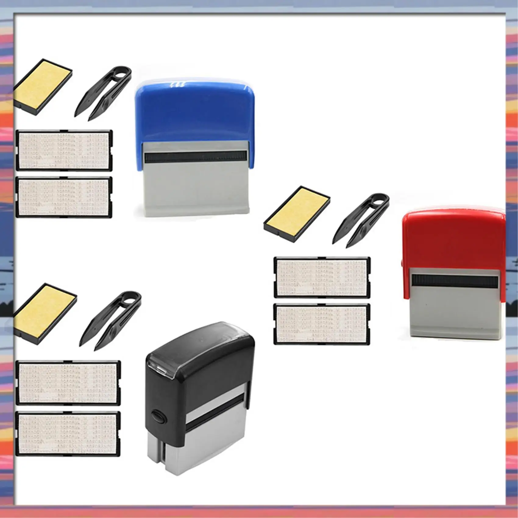 AC18(Guaranteed) 2X Self Inking Stamp Set Custom Personalised DIY Business Name Number Address Printing Rubber Stamp With Tweeze