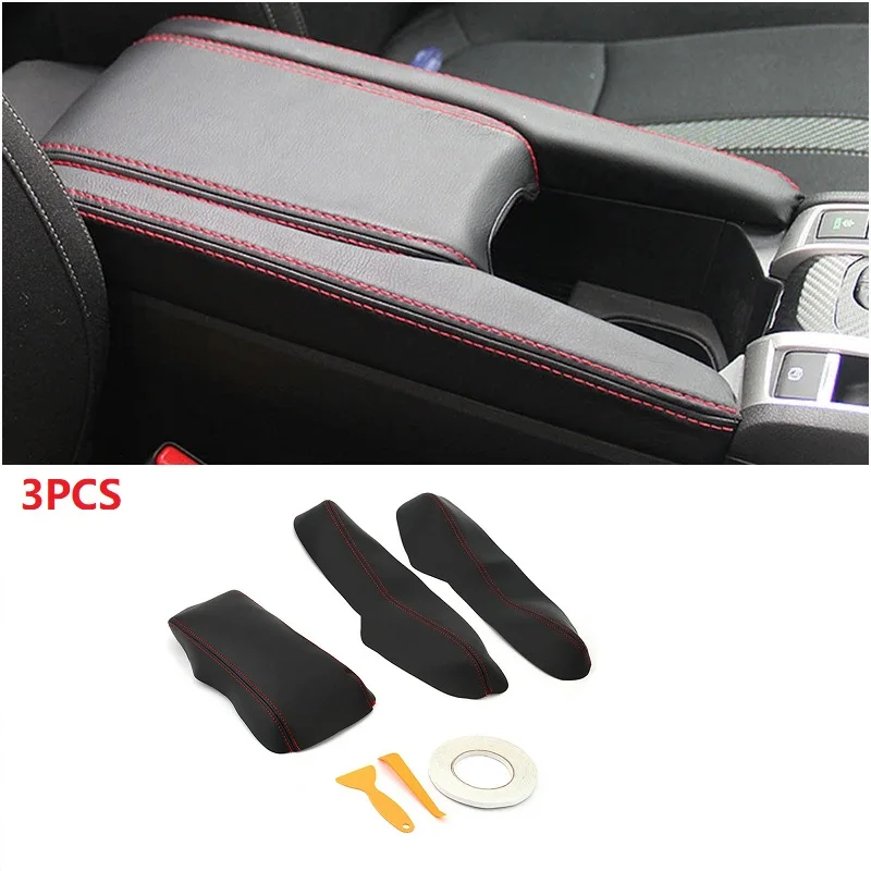 

For Honda Civic 2016 2017 2018 Center Armrest Box Case Cover Trim Leather Interior Replacement Parts Automobiles Parts 3X