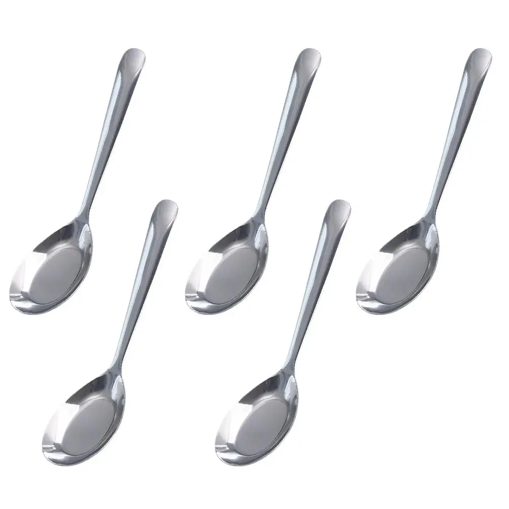 

5Pcs Stainless Thick H le Soup Porridge Kitchen Reusable Stainless Steel Spoons Porridge Spoons Easy Clean Gifts