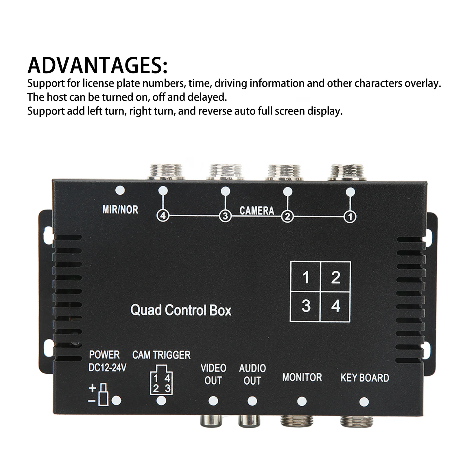 Sistema di monitoraggio retrovisore per camper, scatola di controllo splitter video a 4 canali DC12V 24V Interruttore immagine Telecomando ad alta definizione per camion