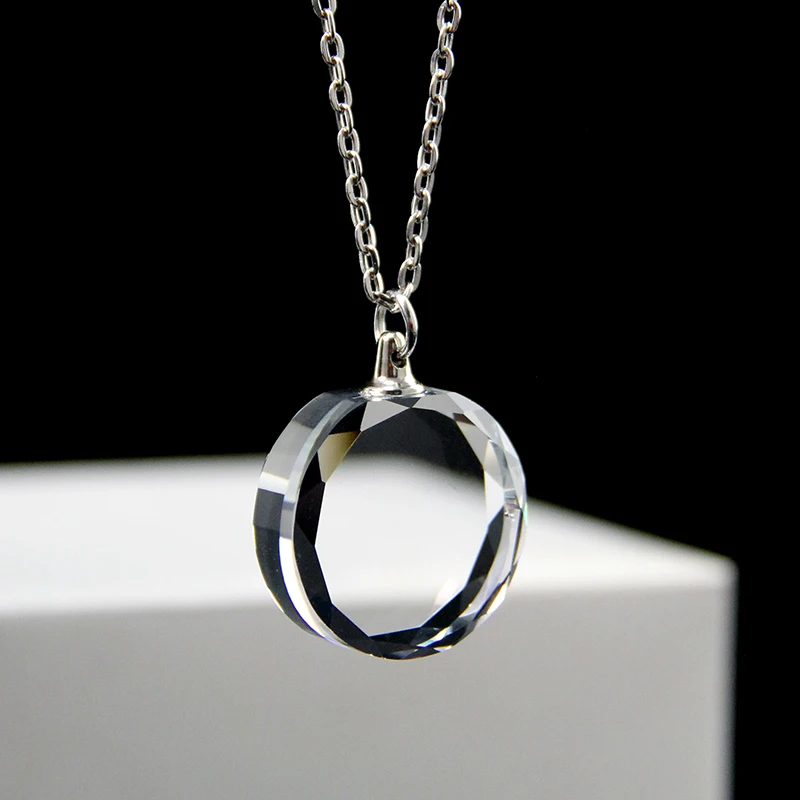 Transparent Blank 10pcs Round Crystal Necklace for XTOOL 3D Laser Engraving Photo Crystal Glass Pendants Keepsake Gifts