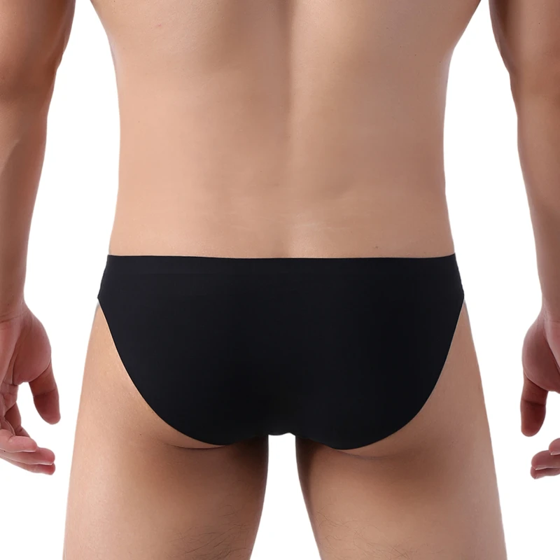 Men\'s Seamless Briefs Underpants Man Ice Silk Ultra-thin Briefs Cuecas U Pouch Male Solid Panties Mesh Breathable Hombre Slip