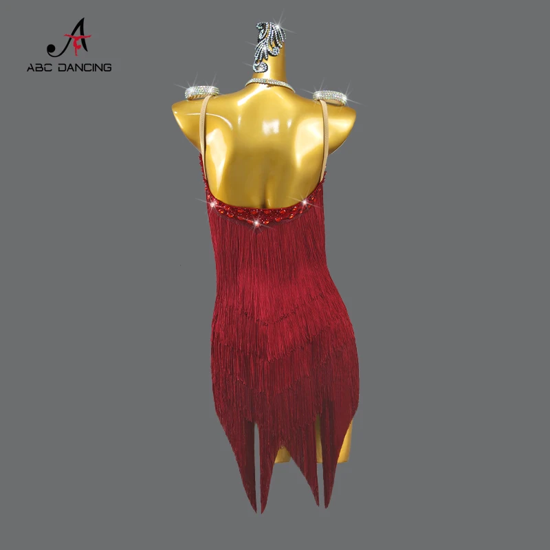 2024 Woman Latin Dance Suit Competition Clothing Party Tassel Dress Practice Wear Prom Sport Costume Line Samba Skirt Customized