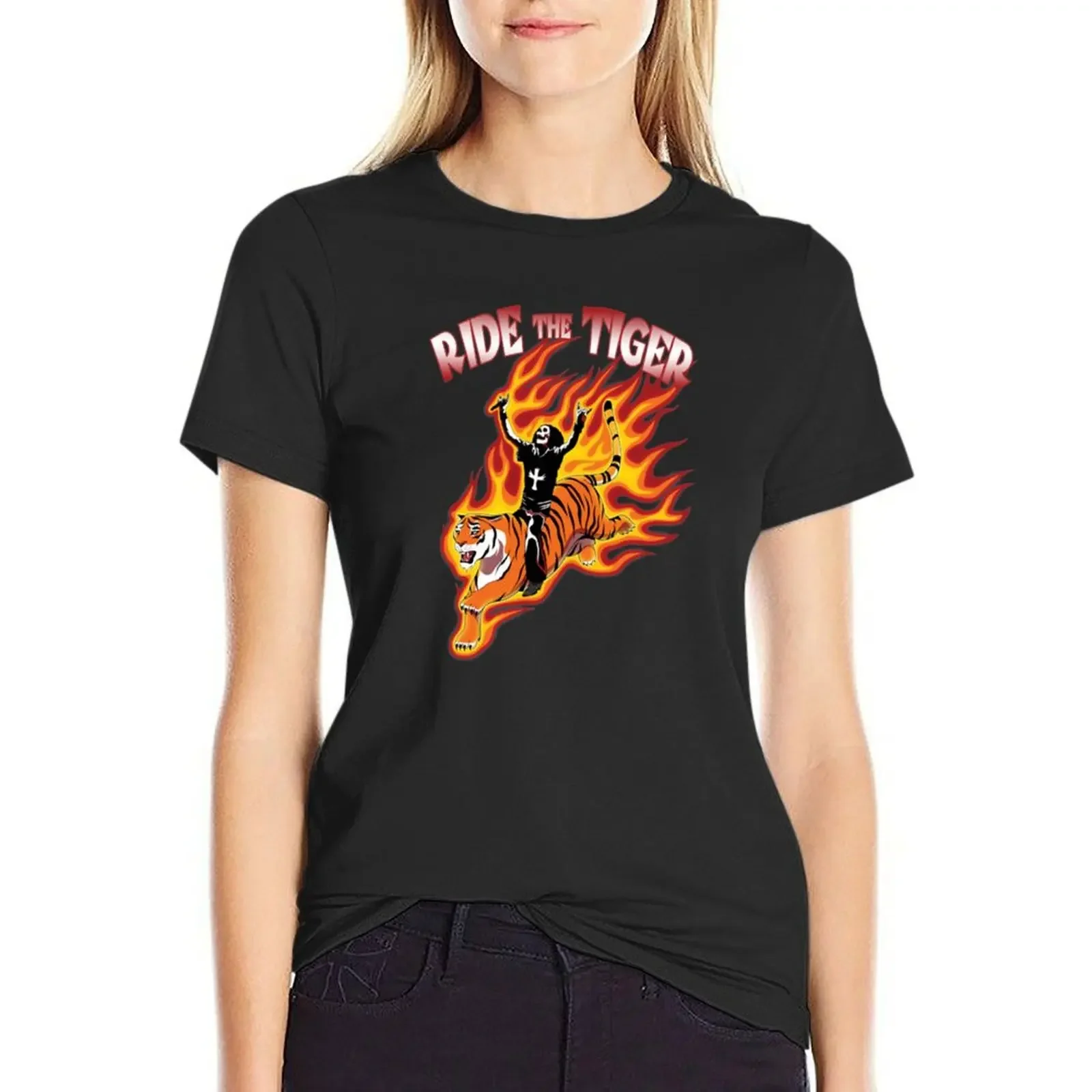 

Ride The Tiger on Fire Shirt T-Shirt Blouse vintage clothes funny t-shirt dress for Women plus size sexy