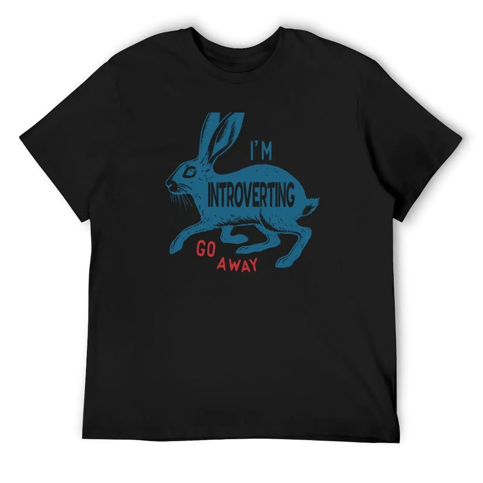 I am introverting go away, Fun retro poster, Vintage, Cute rabbit T-Shirt cheap stuff graphics oversized T-shirts for men cotton