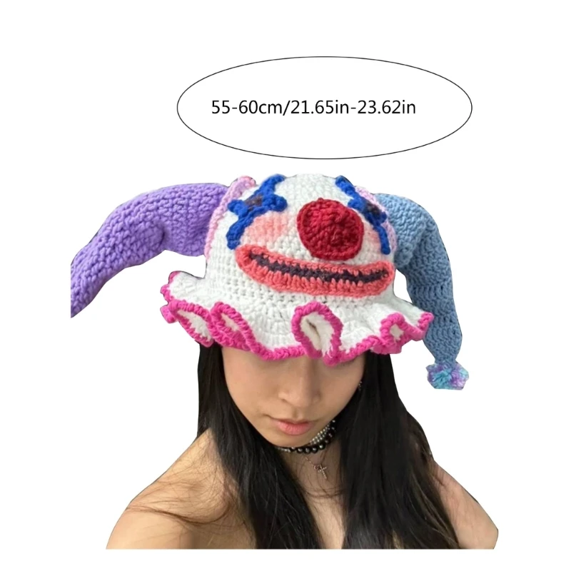 Gorro punto divertido para niñas, gorro payaso con orejas gato, gorro acampada para esquiar libre para