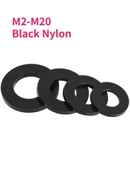 M2 M2.5 M3 M4 M5 M6 M8 M10 M12 M14 M16 M18 M20 Black Nylon Flat Washer Plastic Insulation Spacer