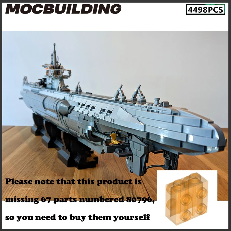 Строительные блоки MOC, модель U-лодки, Военная серия, масштаб 1:55, блоки «сделай сам», подарок на день рождения, коллекция кораблей, сборные игрушки, Рождество