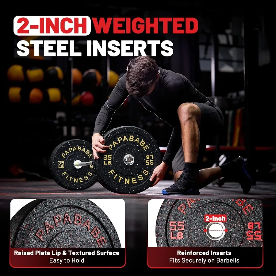 2-Inch Weight Plates Set with Floor Protection Rubber Coating for Barbell Strength Training and Weightlifting Available in Sing