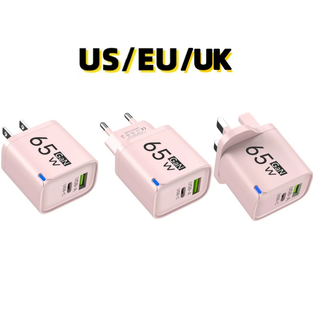 65W Dual Ports USB C Quick Charge 3.0 Type C USB Phone Fast Charger Travel Portable Plug Wall Adapter For iPhone Xiaomi Samsung