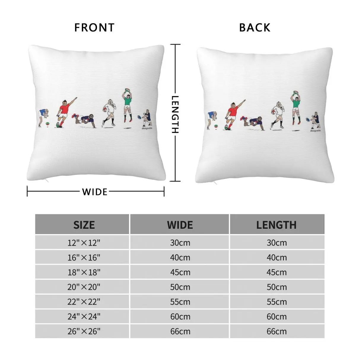 Six Nations Rugby Players Square Pillowcase Polyester Linen Velvet Pattern Decorative Pillow Case Room Cushion Cover Wholesale
