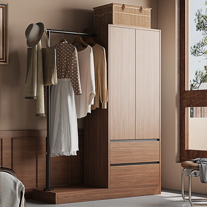 Retro chest, coat rack, modern simple storage wardrobe, household bedroom, small apartment, medium and ancient style storage war