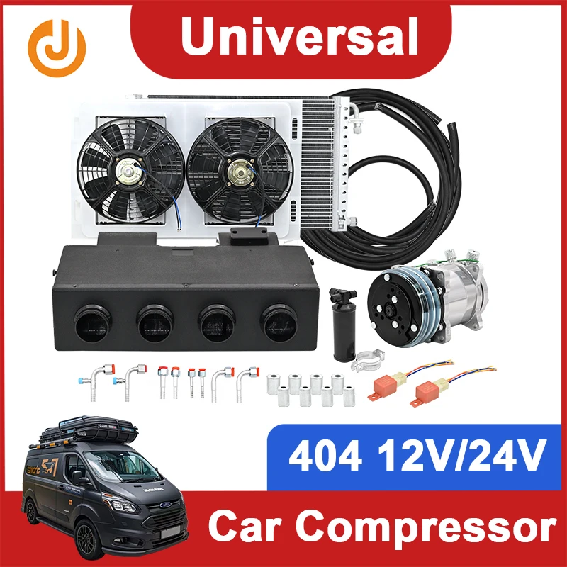 404 4Hole Universal  Auto AC Evaporator Assembly Unit Air Conditioner & Heater 24V 12V for Classic Cars Truck Van Street Red Rod