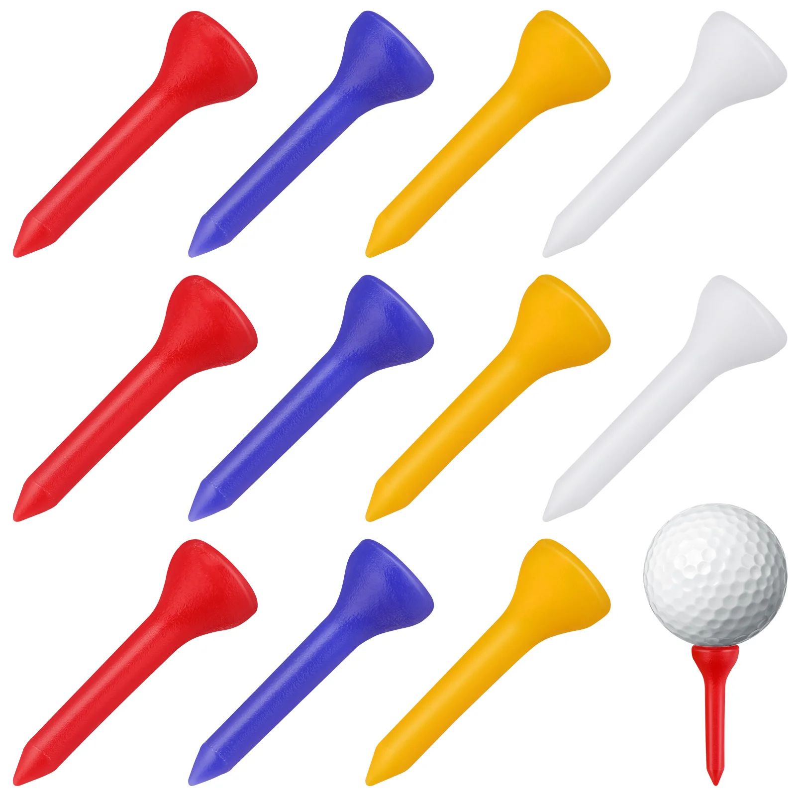 

100pcs Golf Tees 3.5Mm Mixed Color Unbreakable Plastic Lightweight Durable Bulk For Field Use Plastic Tees Bulk Golf Accessories