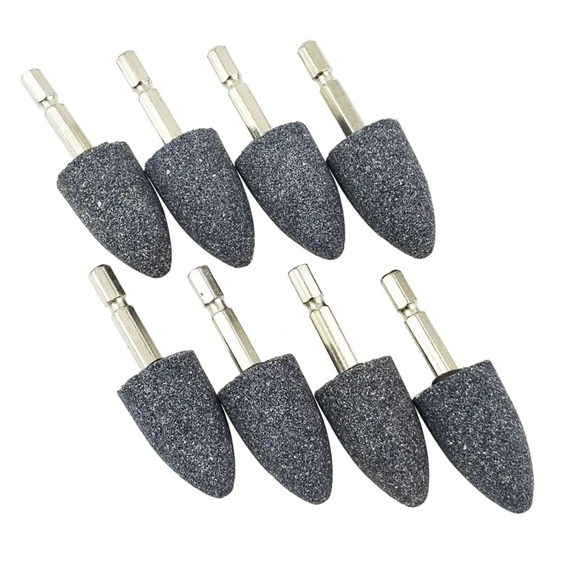 8 Pcs Shape Grinding Stone - 1/4Inch Hex Shank Abrasive Stone Mounted Grinding Point For Rotary Tool Drill