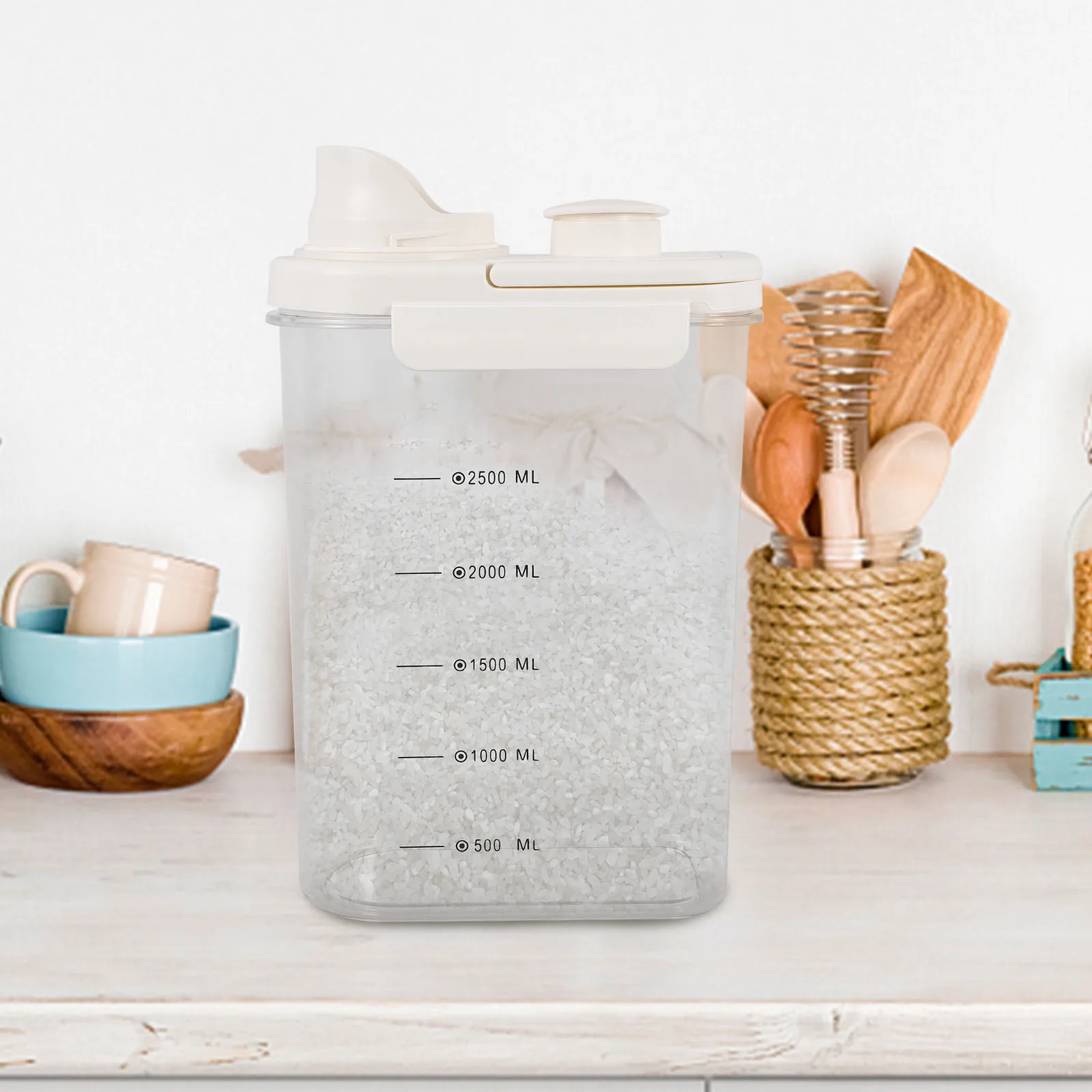 

Large Plastic Airtight Rice Bucket Container Grain Cereal Storage Organizer Rice Dispenser