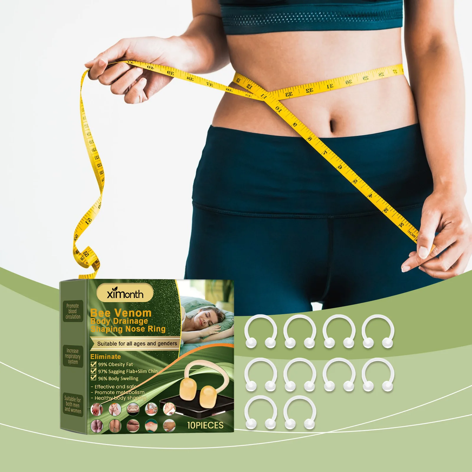 

4pcs/set Ximonth Bee-Poison Slimming Nose Ring Creates A Firm Contour And Nourishes The Skin