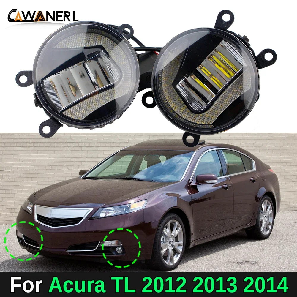 2IN1 30W Car Front Bumper LED Fog Light with DRL Function Daytime Running Lamp White 2 Pieces For Acura TL 2012 2013 2014