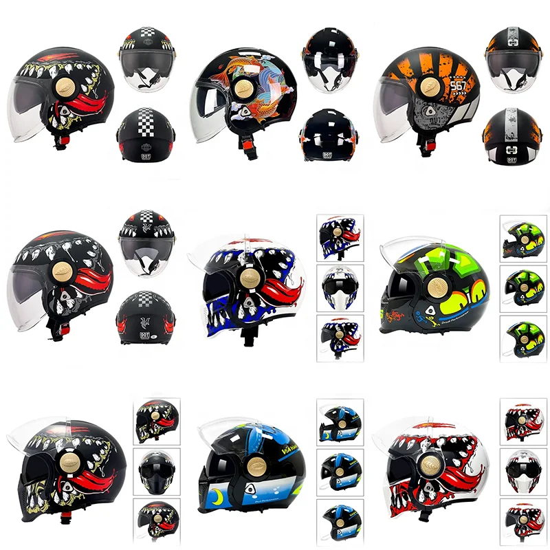 Double Lens Revealed Full Customized Electric construction helmet half face helmet for motorcycle