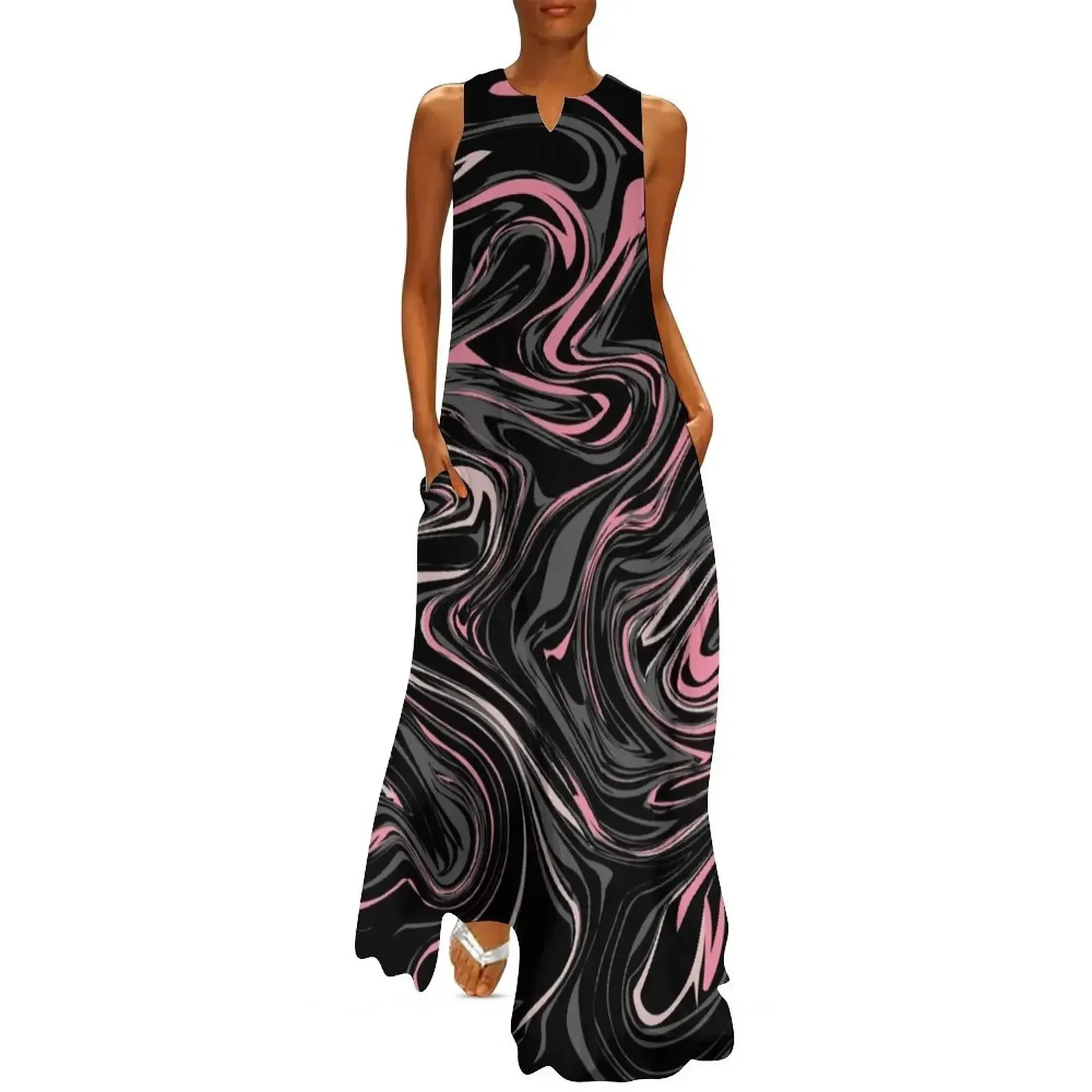 

Liquid Pink Marble Long Dress Summer dresses for women sexy dress Elegant gown Dress