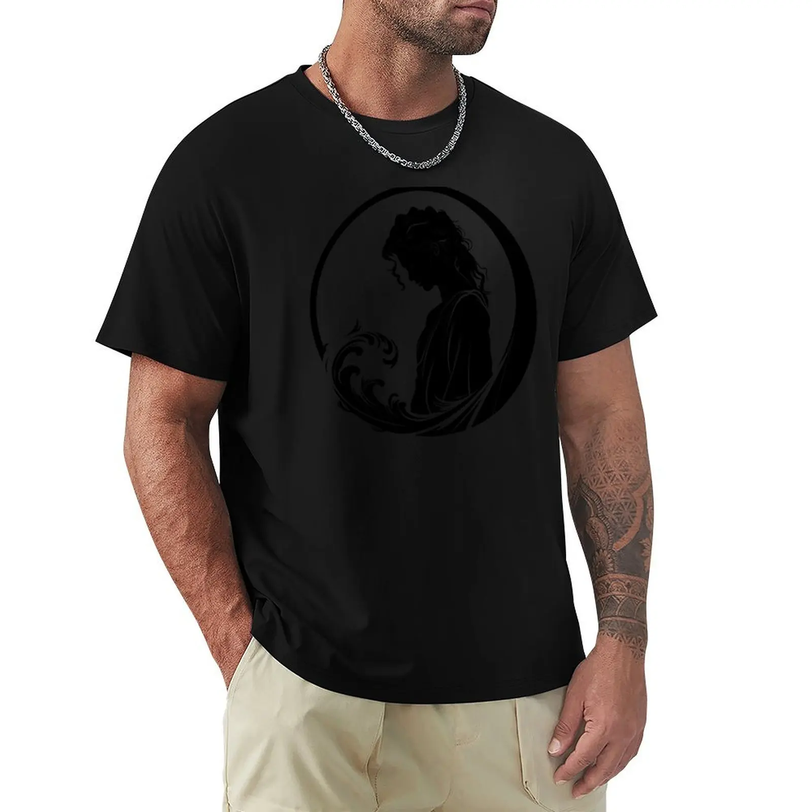 Aquarius Art: Black and White Symbol T-Shirt Casual Loose Daily Wear T-Shirt