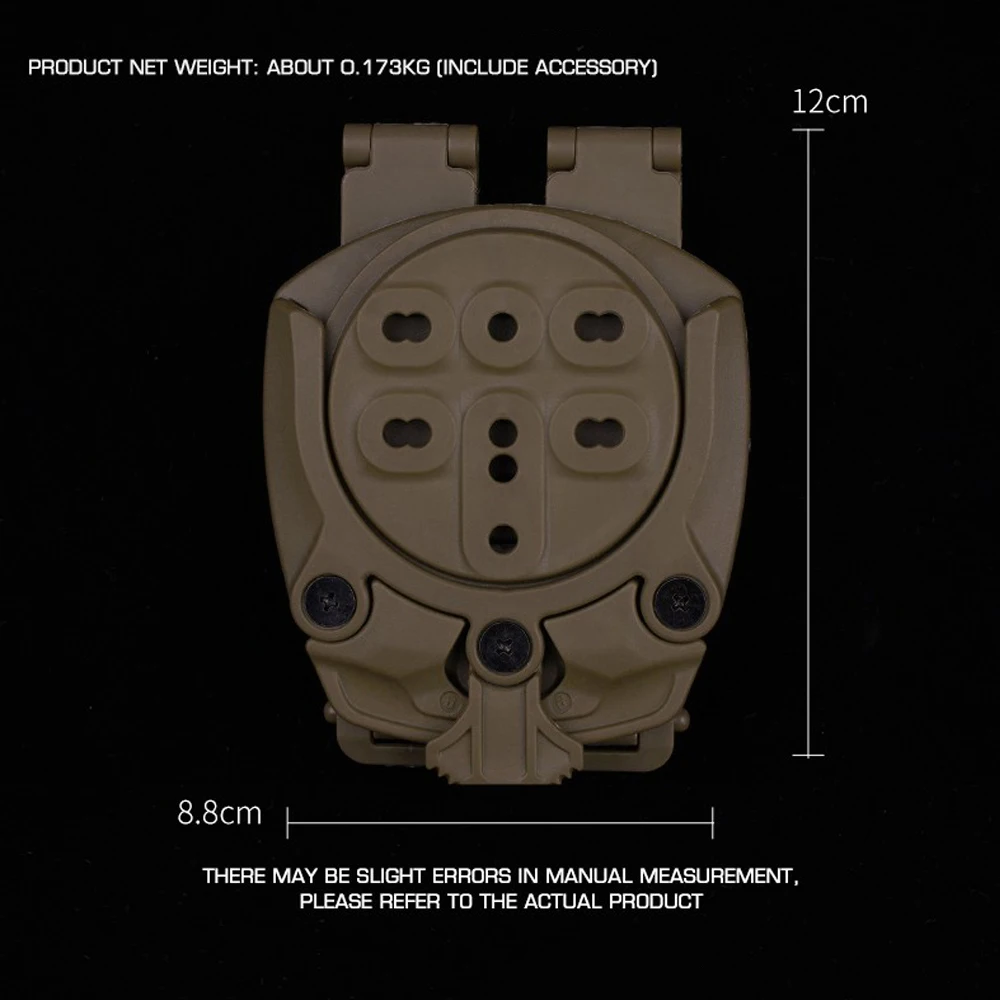Adattamento per fondina tattica Molle Girevole da 360 gradi Fondina da caccia Base di montaggio Accessori per fondina softair modulare per paintball