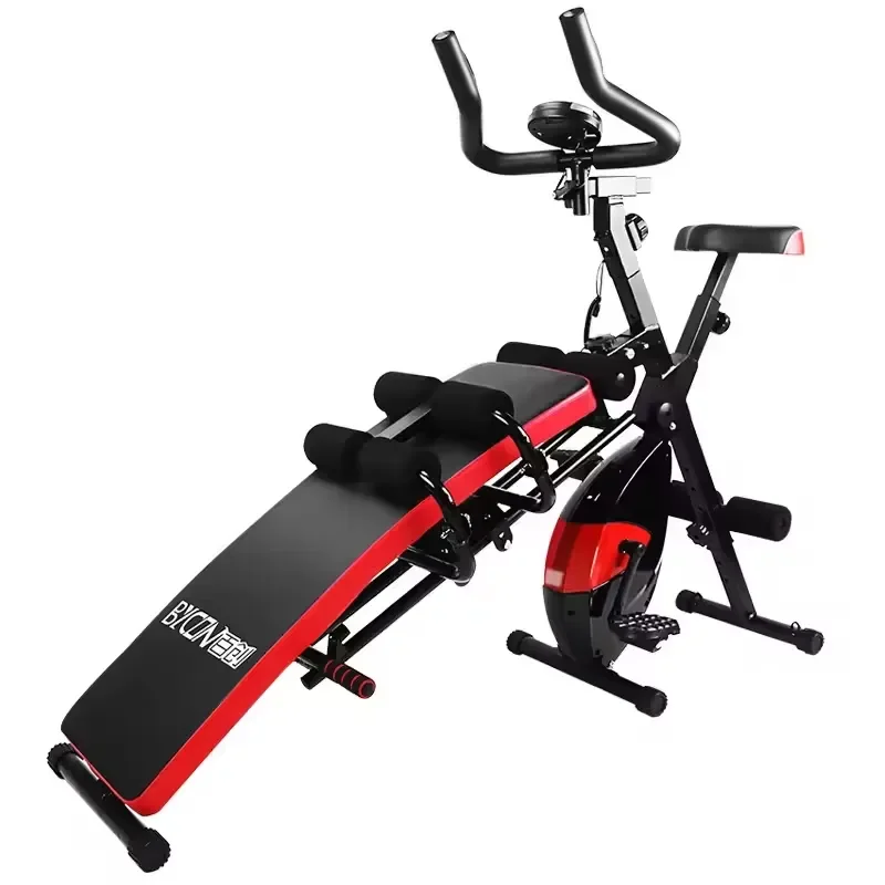 7 in 1 Household Iron Abdominal Trainer Magnetic Control Rotary Bicycle AB Sports Sit-ups Waist Fitness Equipment