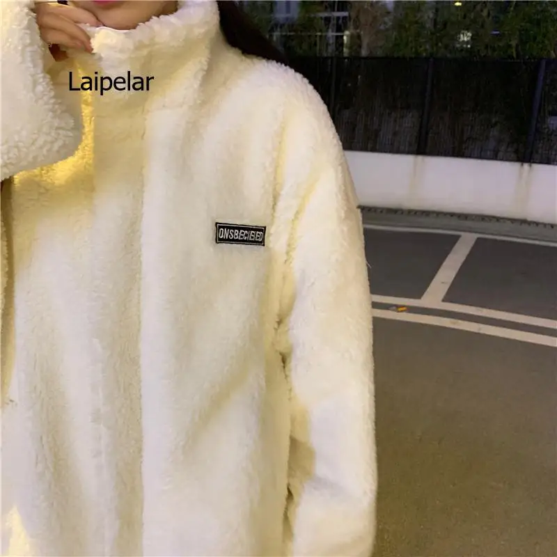 New Autumn Winter Lamb Wool Jacket Woman Thick Double-Sided Wear Coat Ladies Loose lamb-like Woolen Coats Outerwear Women