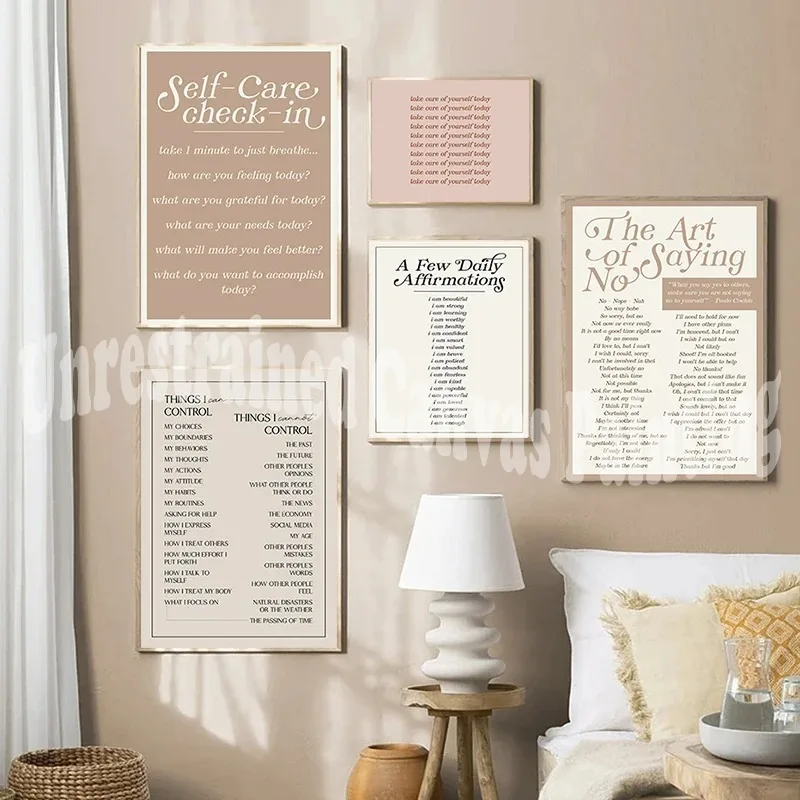 

Self Motivation Quotes Poster Daily Affirmations Canvas Painting Mental Health Wall Art Picture Therapy Office Home Decor