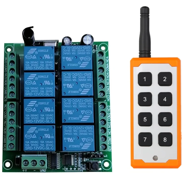 DC12V 24V 8CH RF pilot zdalnego sterowania obwód uniwersalny bezprzewodowy przełącznik 315/433 MHz przekaźnik odbiorczy i inteligentny nadajnik do