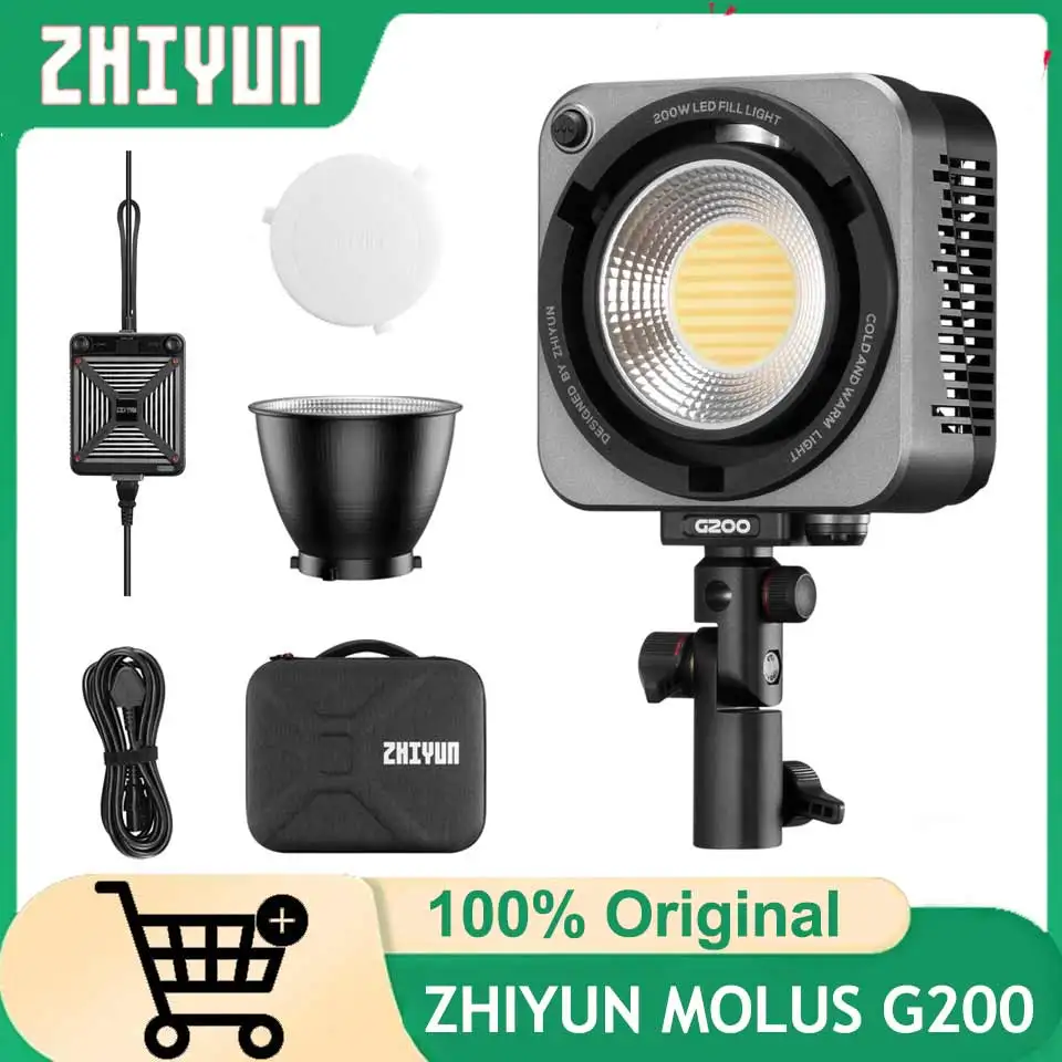 

ZHIYUN MOLUS G200 200W COB LED Light 300W Bi-Color 2700K-6500K Photography Lighting APP Control for Photo Camera Studio